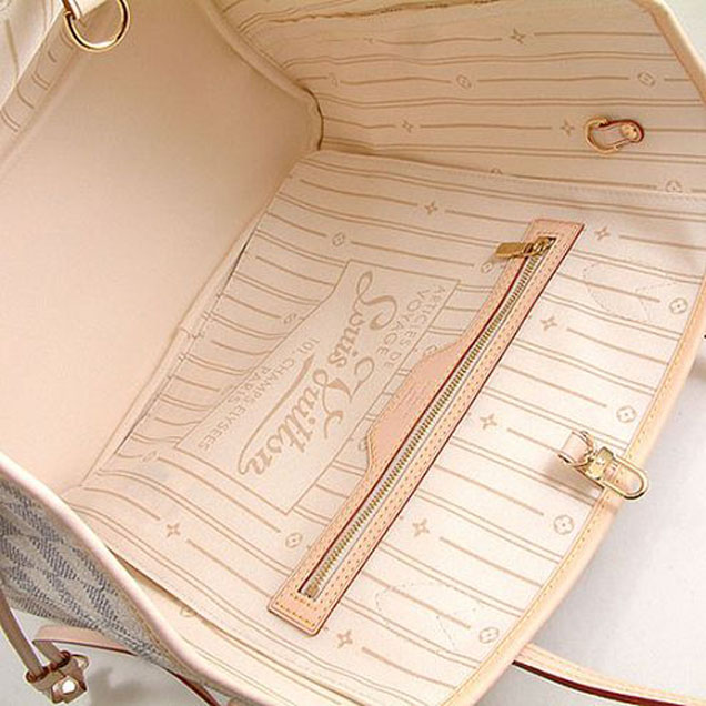 Сумка Louis Vuitton N51107 Neverfull MM Shoulder Bag Damier Azur Canvas "White" фото № 7