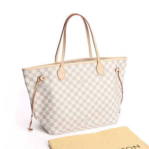 Сумка Louis Vuitton N51107 Neverfull MM Shoulder Bag Damier Azur Canvas "White" фото № 9