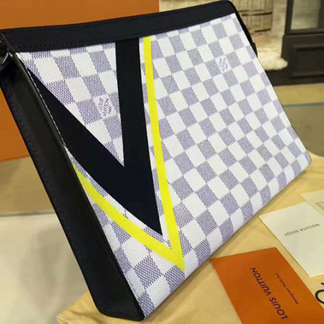 Клатч Louis Vuitton N60049 Pochette Voyage MM Damier Azur Canvas "White" фото № 5
