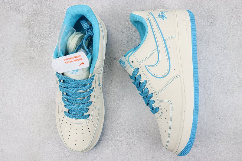 Stussy x Nike Air Force 1 Low "White/Watercolor Blue" фото № 7