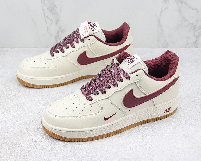 Nike Air Force 1 Low "Cream/Burgundy/Circled Hook" фото № 5