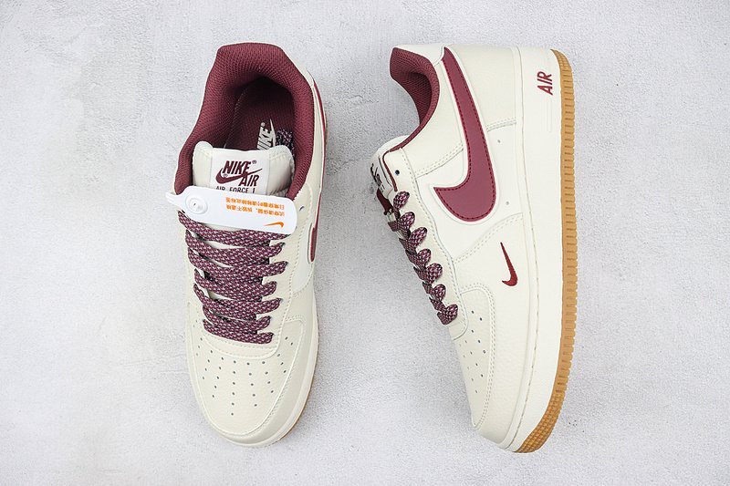 Nike Air Force 1 Low "Cream/Burgundy/Circled Hook" фото № 6