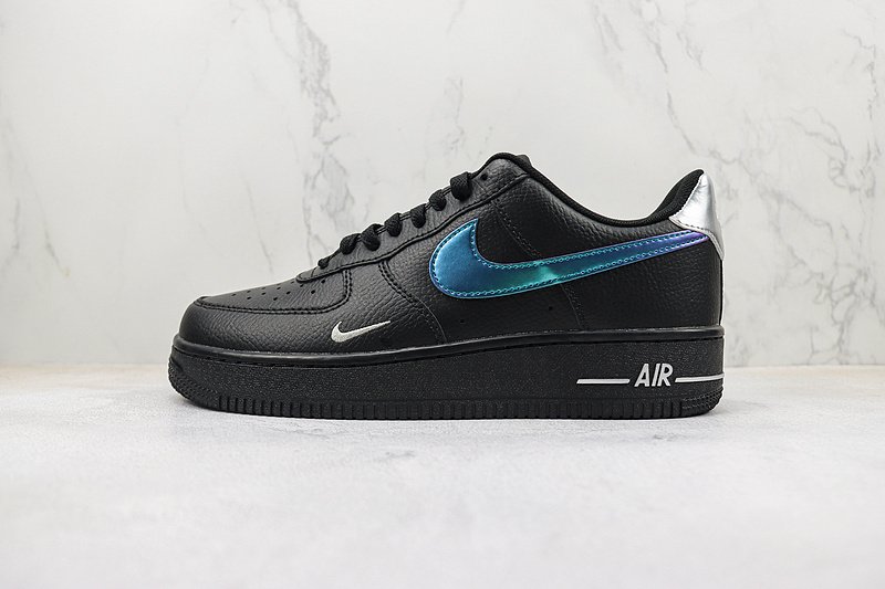 Nike Air Force 1 Low "Black/Metallic Blue" фото № 2