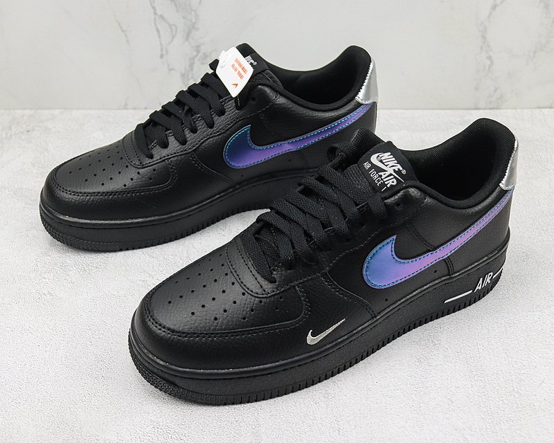 Nike Air Force 1 Low "Black/Metallic Blue" фото № 5