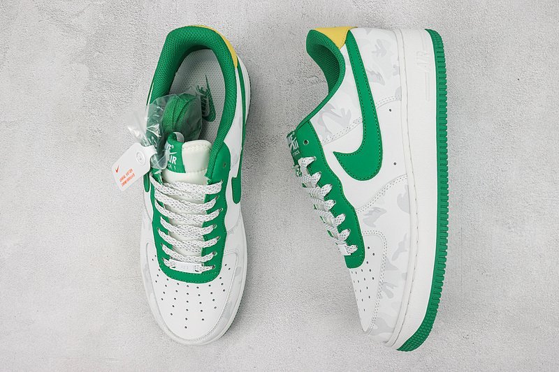 Nike Air Force 1 Low "White/Green/Yellow/Grey Khaki" фото № 7
