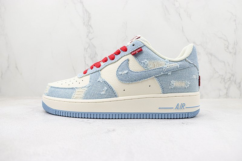 Levi's x Nike Air Force 1 Low "Sky Blue Denim/Cream/Red" фото № 2