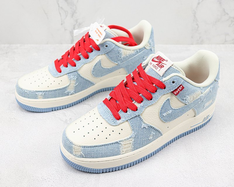 Levi's x Nike Air Force 1 Low "Sky Blue Denim/Cream/Red" фото № 5