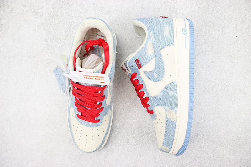 Levi's x Nike Air Force 1 Low "Sky Blue Denim/Cream/Red" фото № 7