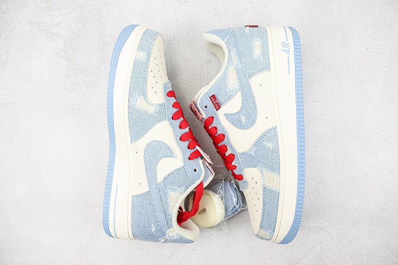 Levi's x Nike Air Force 1 Low "Sky Blue Denim/Cream/Red" фото № 6