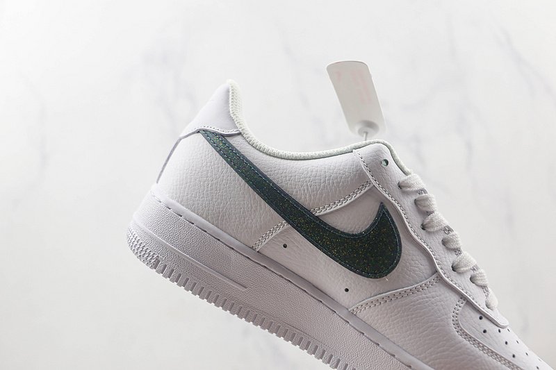 Nike Air Force 1 Low "White/Glitter Swoosh Green" фото № 3