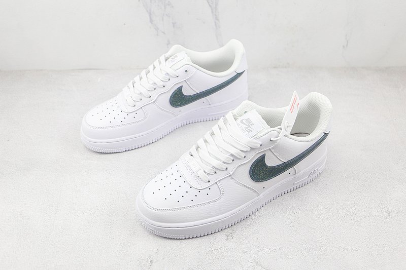 Nike Air Force 1 Low "White/Glitter Swoosh Green" фото № 5