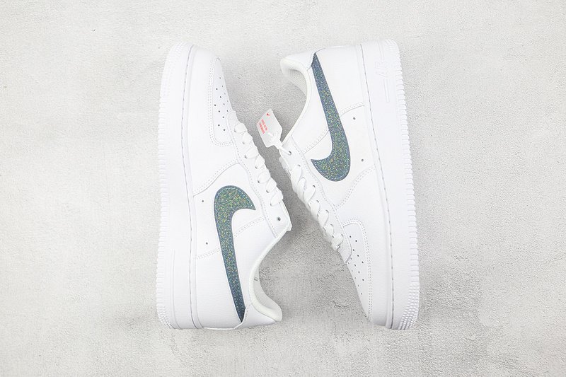 Nike Air Force 1 Low "White/Glitter Swoosh Green" фото № 7