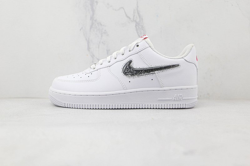 Nike Air Force 1 Low "White/Black Glitter Swoosh" фото № 2