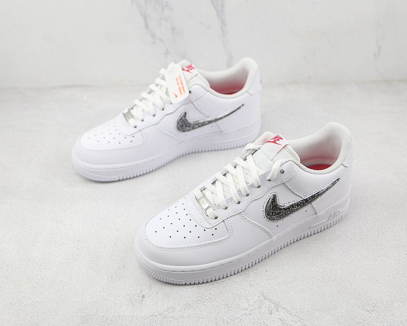 Nike Air Force 1 Low "White/Black Glitter Swoosh" фото № 5