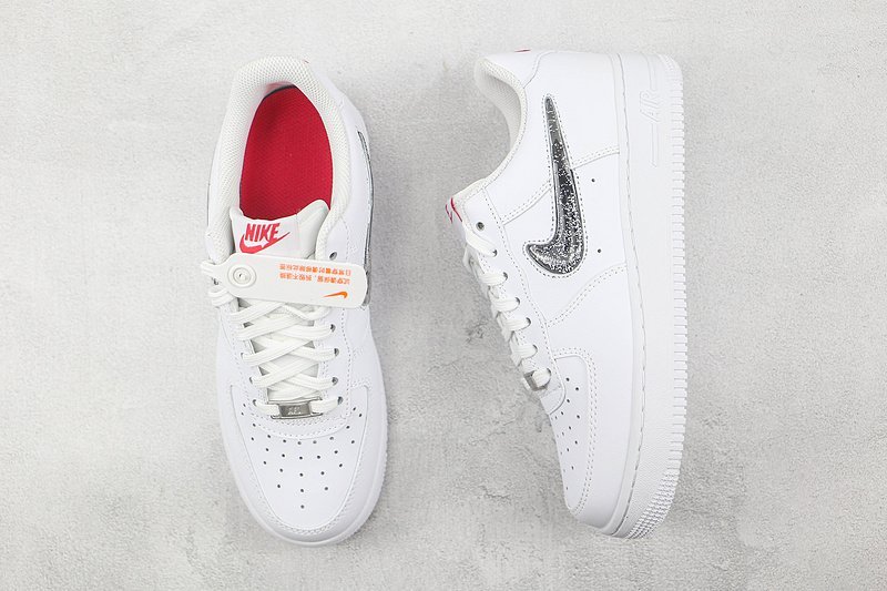 Nike Air Force 1 Low "White/Black Glitter Swoosh" фото № 6
