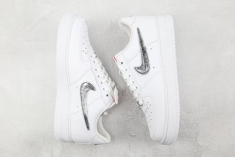 Nike Air Force 1 Low "White/Black Glitter Swoosh" фото № 7