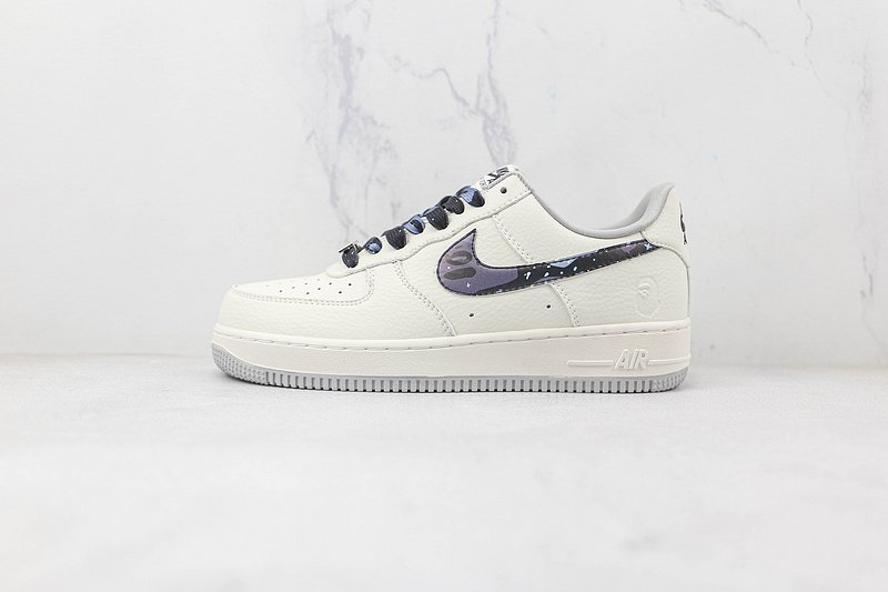 Bape x Nike Air Force 1 07 Low "White/Blue" фото № 2