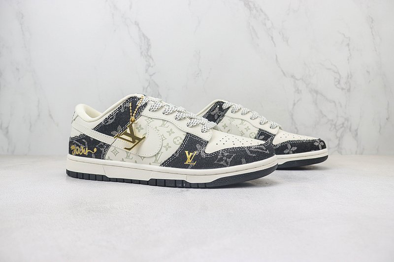 Louis Vuitton x Nike Dunk Low "Black/Gold/Cream White/Monogram" фото № 6