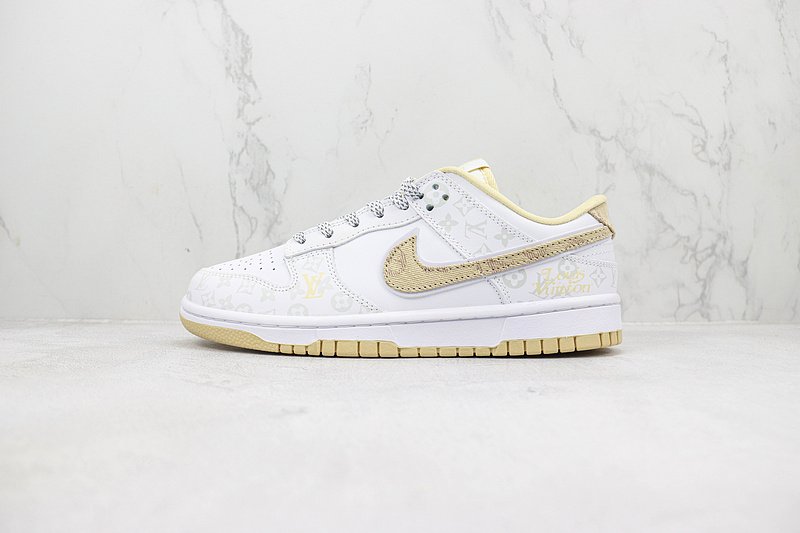 Louis Vuitton x Nike Dunk Low "Pearl White/Gold" фото № 2