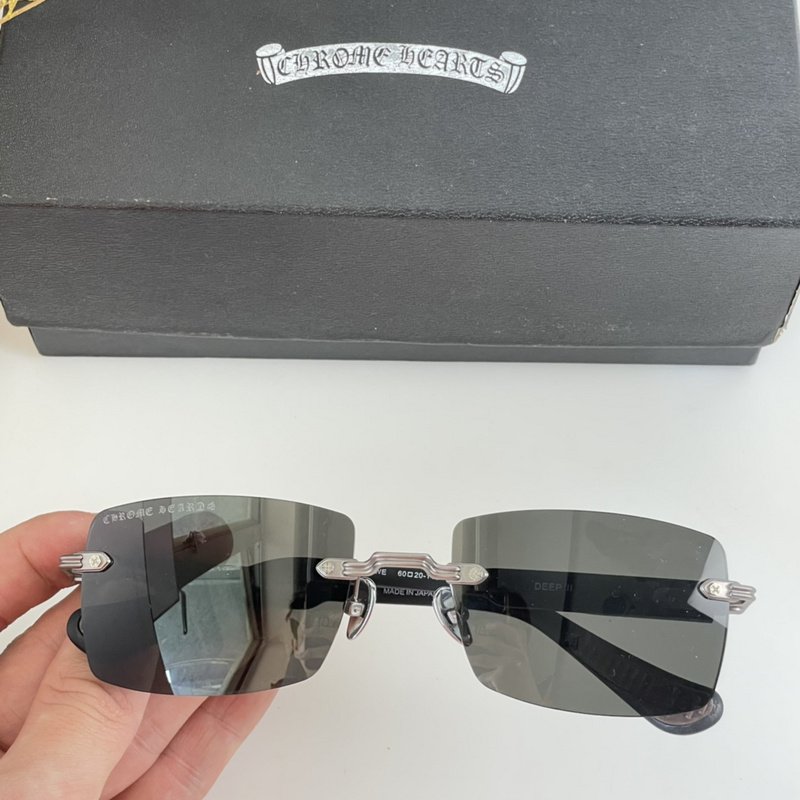 Солнцезащитные очки Chrome Hearts Rectangle Form Without Frame "Gray" фото № 2