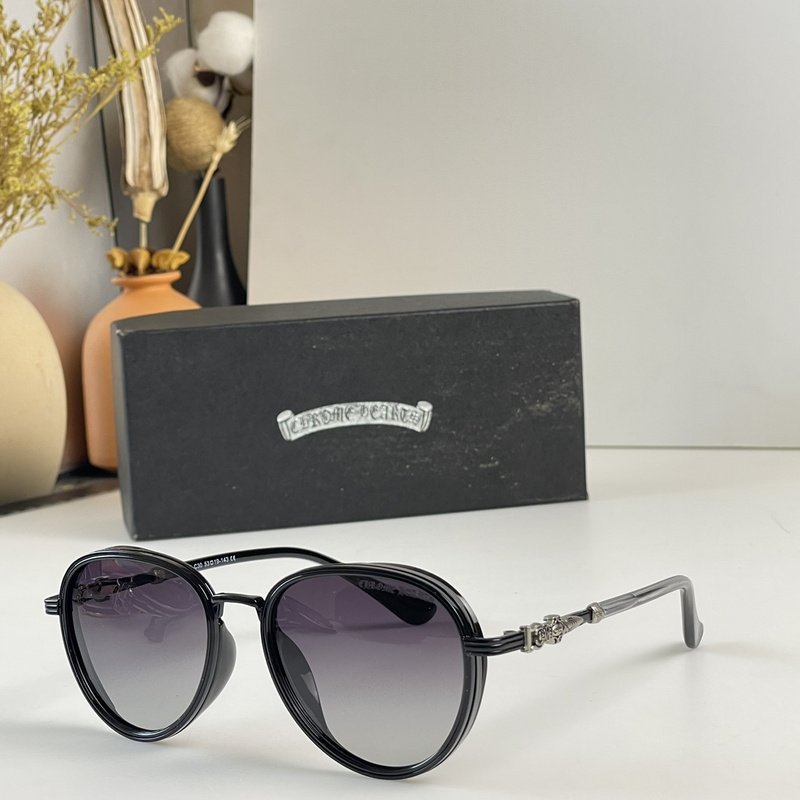 Солнцезащитные очки Chrome Hearts Rounded Thin Decorated Frame "Black" фото № 2