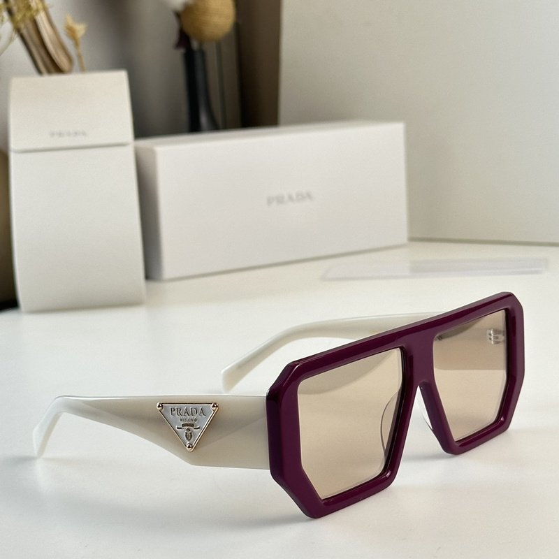 Солнцезащитные очки Prada Hexagon Form Frame With Silver Logo Side "Red" фото № 2