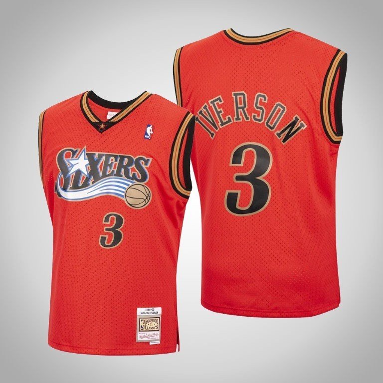Баскетбольная Джерси Mitchell And Ness Philadelphia 76ers №3 Allen Iverson "Red" фото № 2