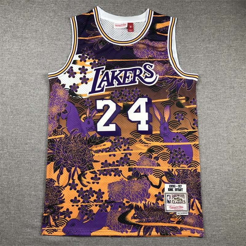 Баскетбольная Джерси NBA Los Angeles Lakers №24 Kobe Bryant With Print "Violet/Orange" фото № 4