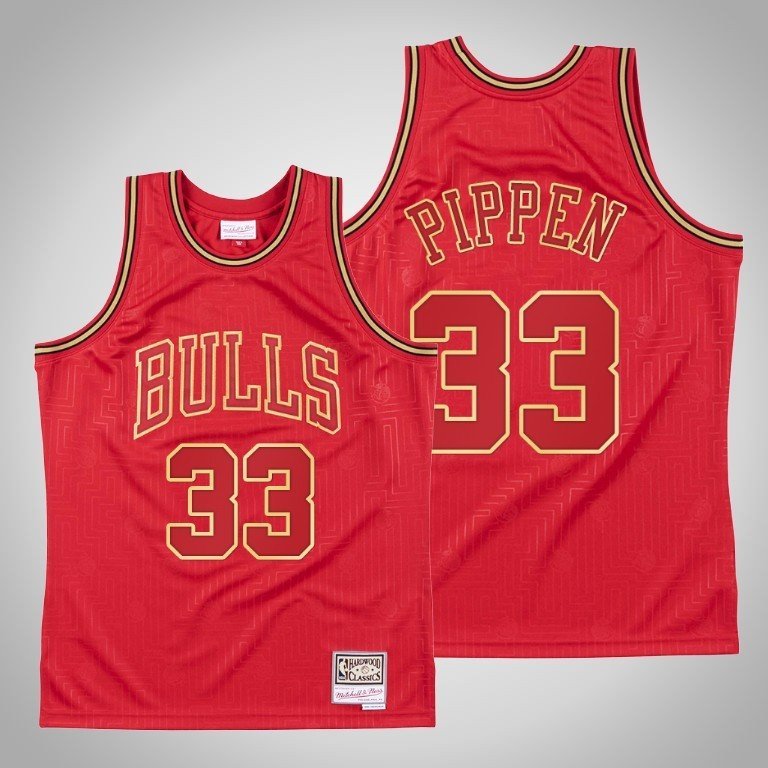 Баскетбольная Джерси NBA Chicago Bulls №33 Scottie Pippen "Red" фото № 2