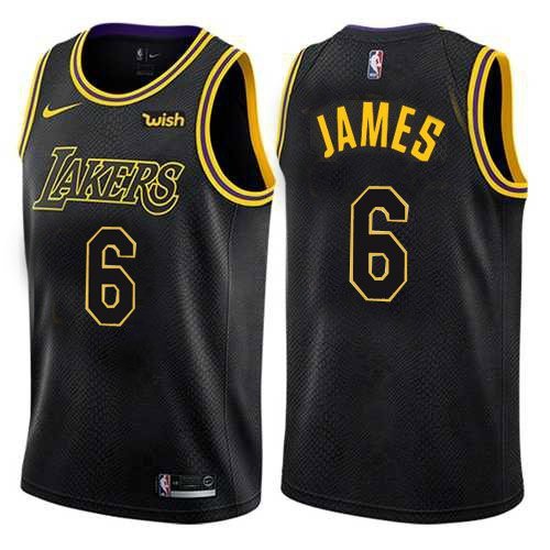 Баскетбольная Джерси Nike Los Angeles Lakers №6 LeBron James "Black" фото № 2