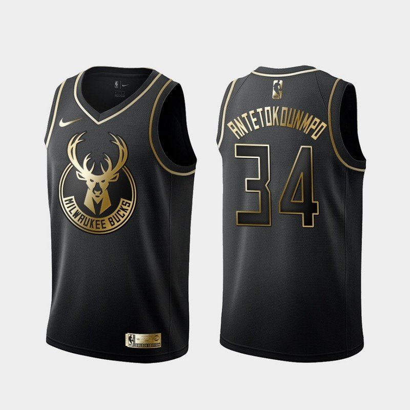 Баскетбольная Джерси Nike Milwaukee Bucks №34 Giannis Antetokounmpo "Black" фото № 3