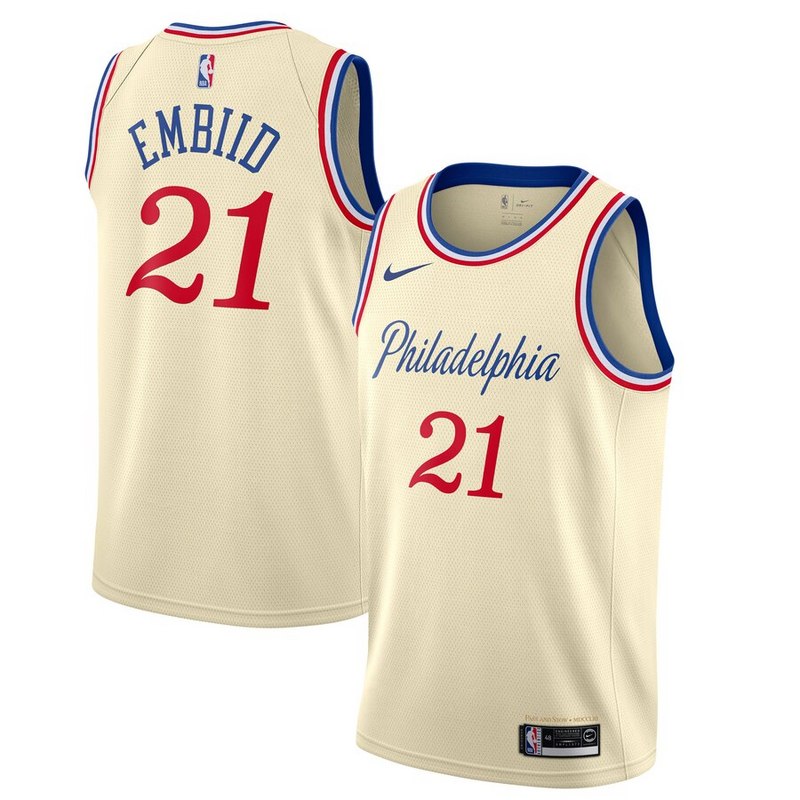 Баскетбольная Джерси Nike Philadelphia 76ers 19-20 №21 Joel Embiid "Beige" фото № 2