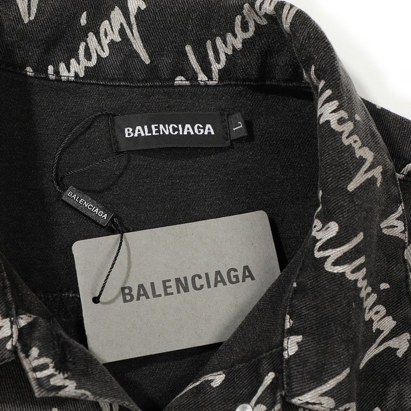 Джинсовая Куртка Balenciaga With Text Logo "Black/Gray" фото № 6