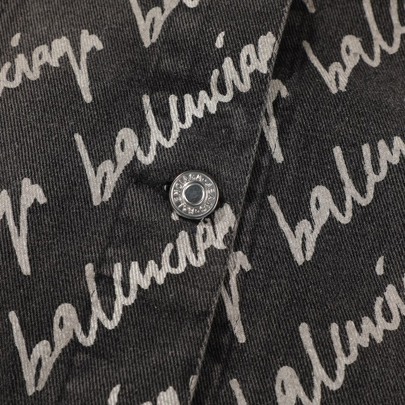 Джинсовая Куртка Balenciaga With Text Logo "Black/Gray" фото № 7