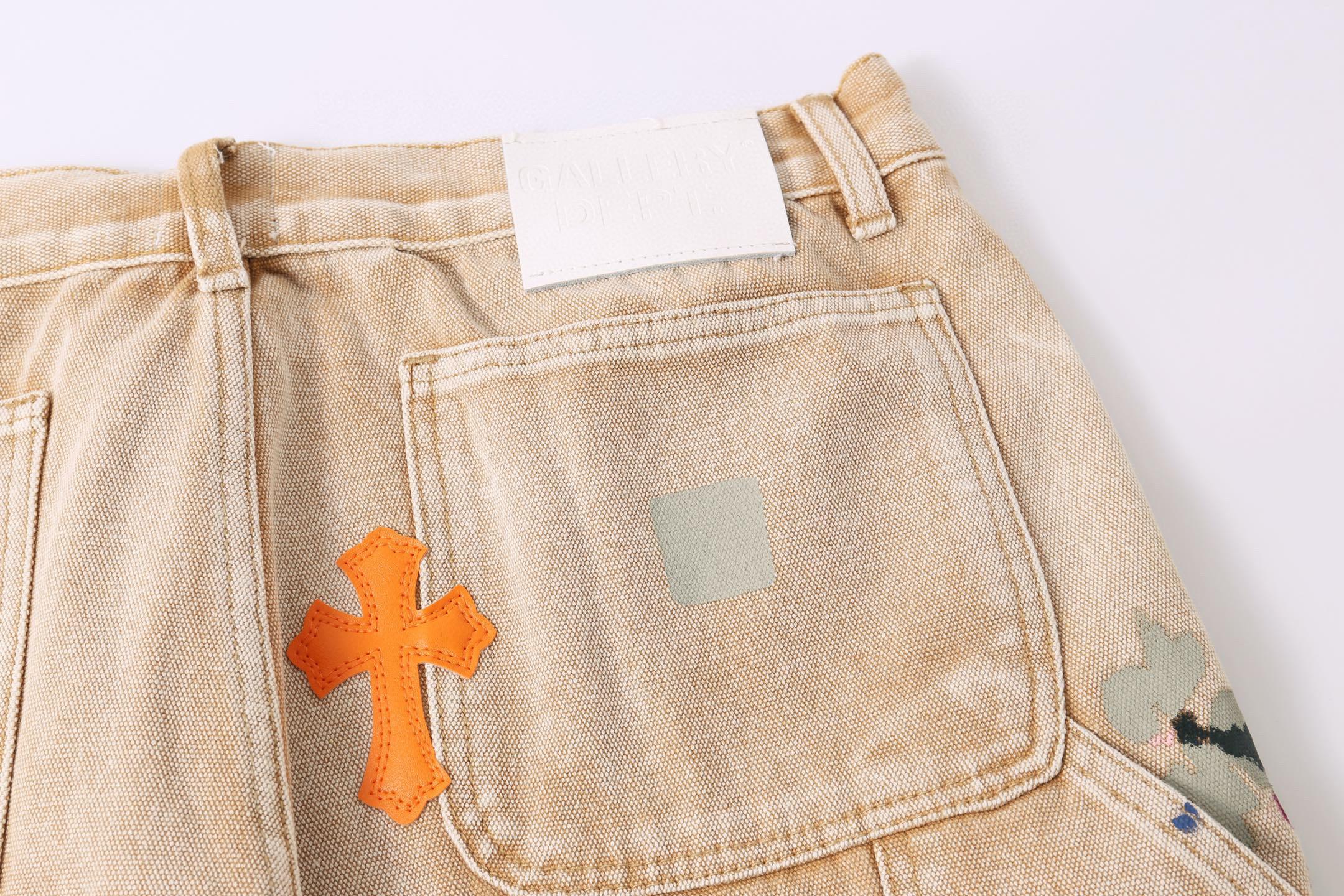 Джинсы Gallery Dept x Chrome Hearts Carpenter "Orange Patch" фото № 7