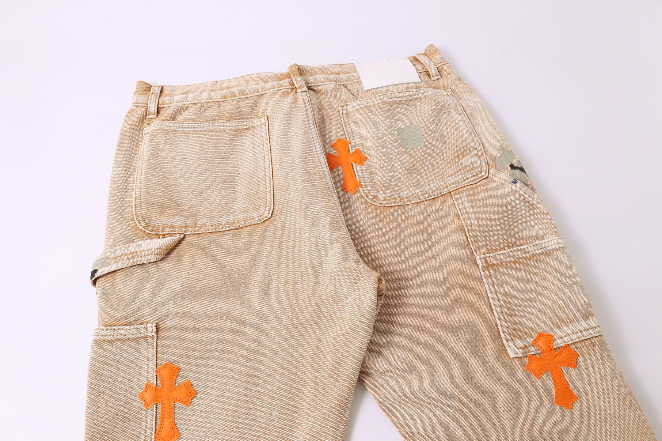 Джинсы Gallery Dept x Chrome Hearts Carpenter "Orange Patch" фото № 6