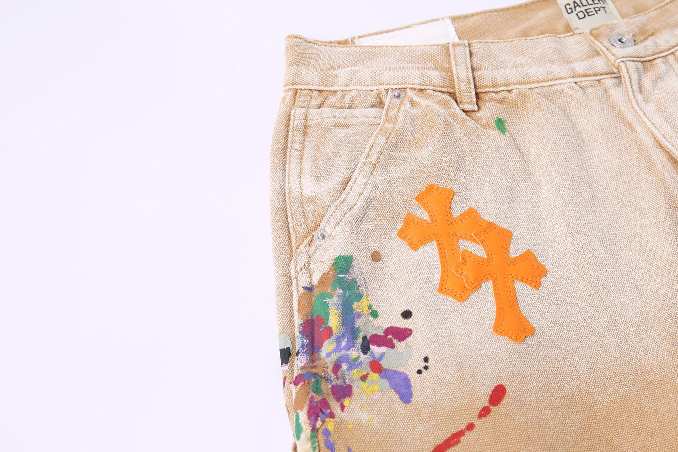 Джинсы Gallery Dept x Chrome Hearts Carpenter "Orange Patch" фото № 3