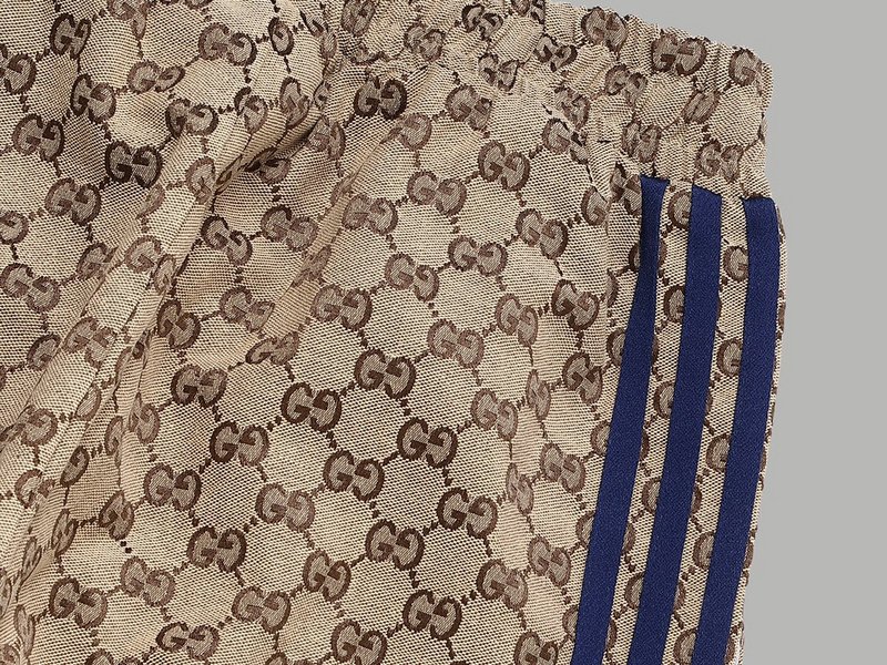 Штаны Gucci X Adidas With Brand Print And Blue Logo "Brown" фото № 7