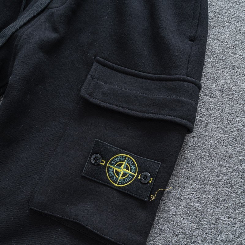 Штаны Stone Island Large Pockets With Logo Brand Style "Black" фото № 4