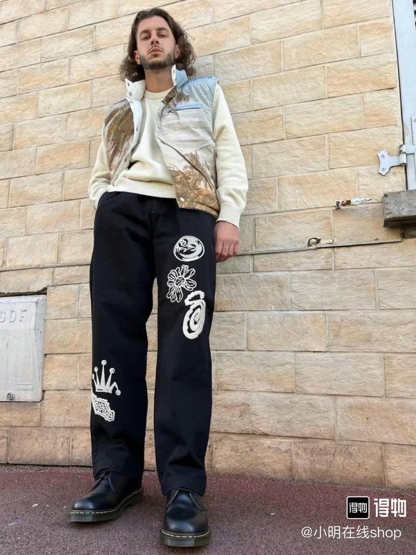 Штаны Stussy Flowers And A Harlequin Hat "Black" фото № 6