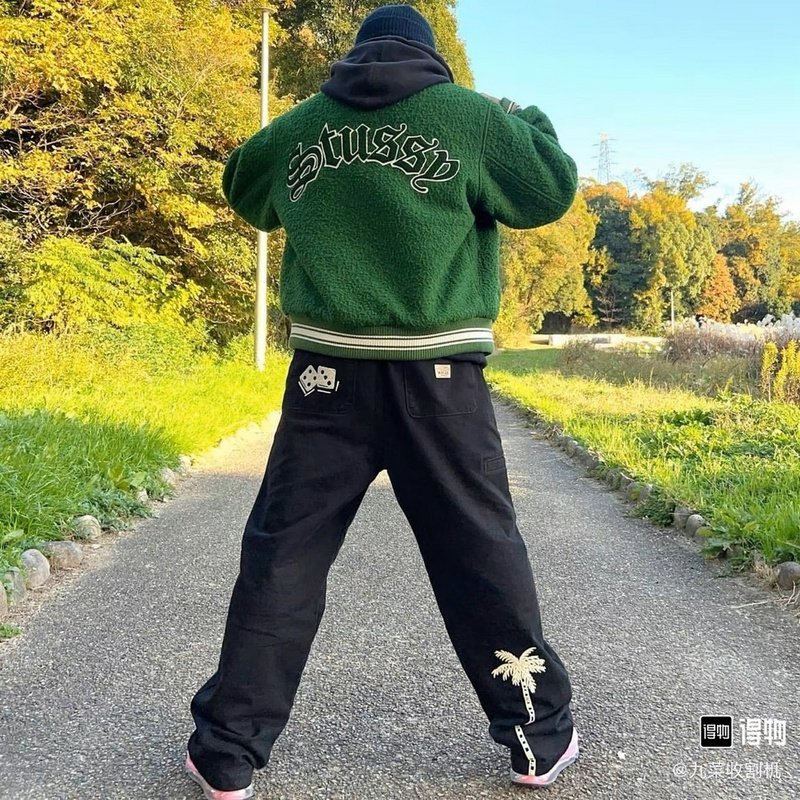 Штаны Stussy Flowers And A Harlequin Hat "Black" фото № 8