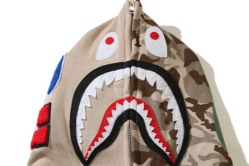 Худи A Bathing Ape Shark Mouth ZIP "Brown" фото № 3