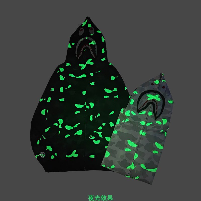 Худи A Bathing Ape Glowing In The Dark ZIP "Black/Gray" фото № 7
