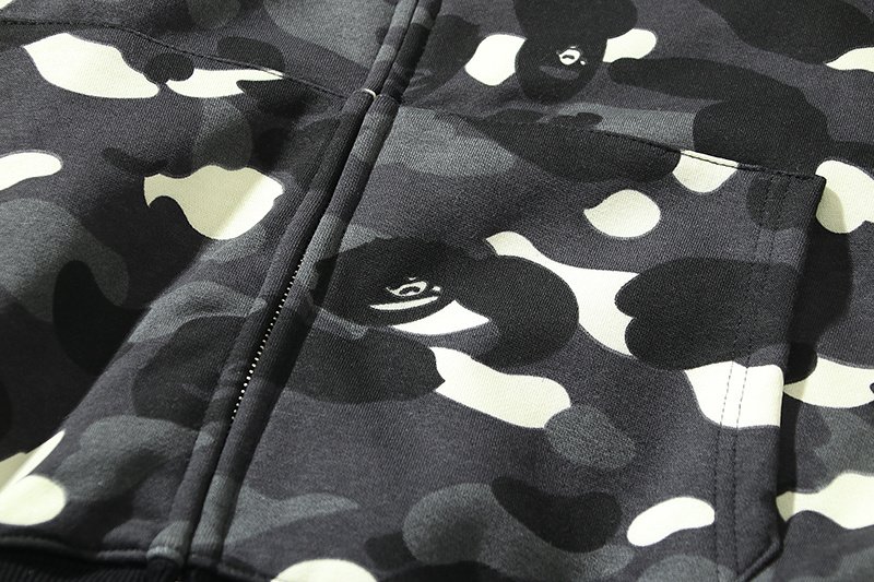 Худи A Bathing Ape Glowing In The Dark ZIP "Black/Gray" фото № 2
