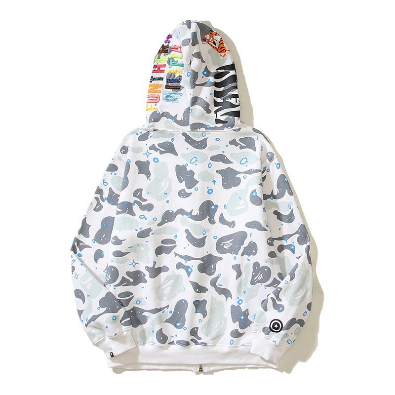 Худи A Bathing Ape Zip Camouflage Blue Spots Tiger On Hood "White" фото № 2