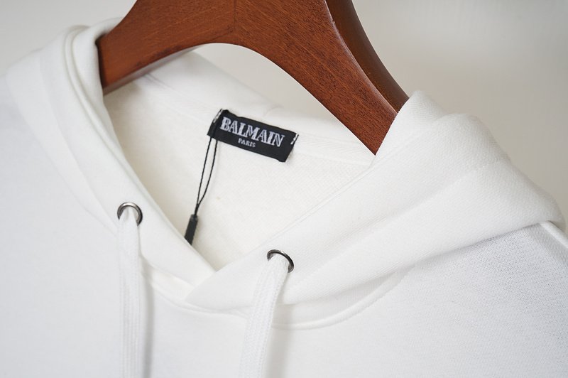 Худи Balmain Embossed Frontal Logo "White" фото № 6