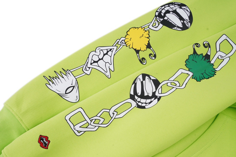 Худи Chrome Hearts With Drawings On The Sleeves "Green/Yellow" фото № 3
