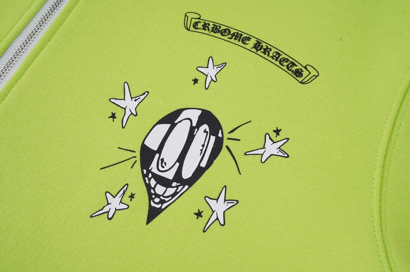 Худи Chrome Hearts With Drawings On The Sleeves "Green/Yellow" фото № 6