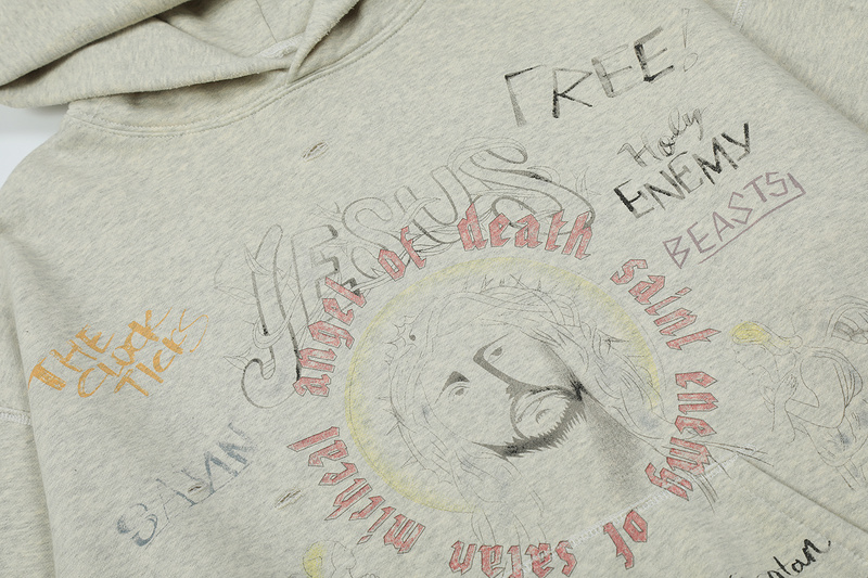 Худи Saint Michael Print God And The Devil "Gray" фото № 8