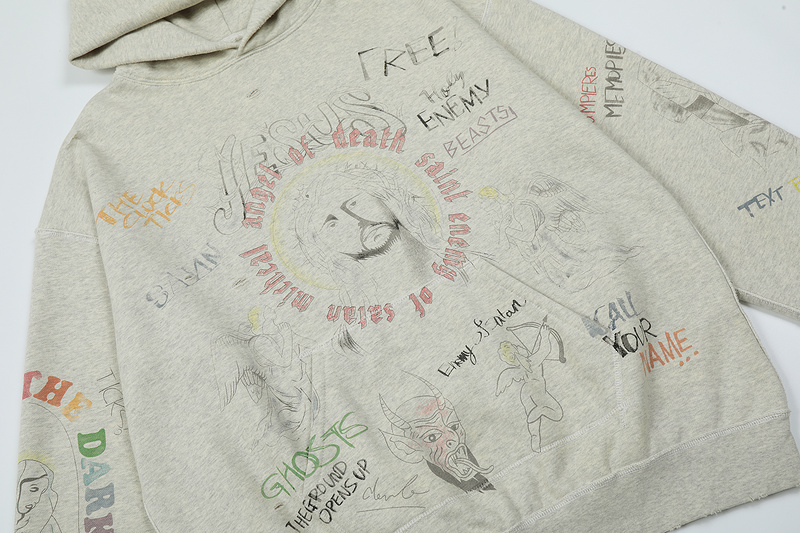 Худи Saint Michael Print God And The Devil "Gray" фото № 9